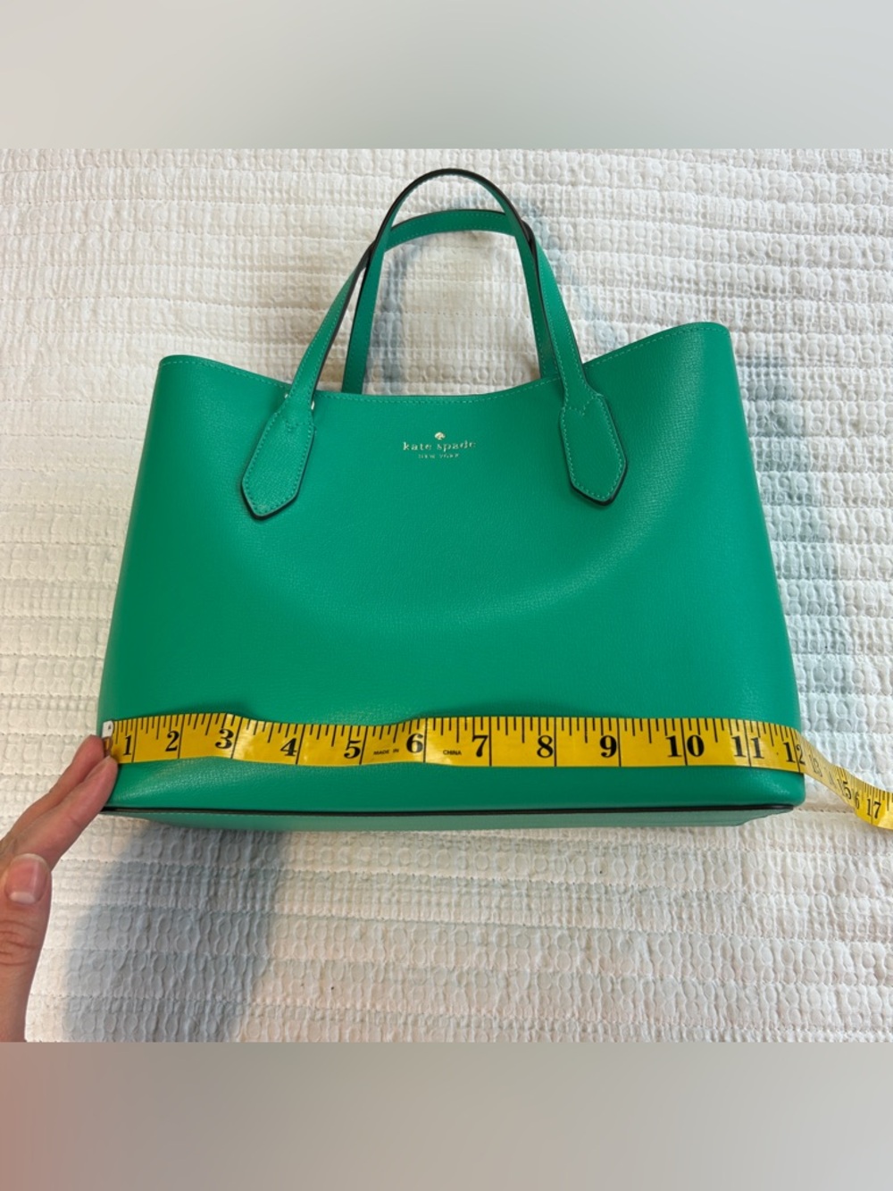 kate spade New York Harper Satchel Green Structured Leather Bag missing strap - Picture 8 of 11